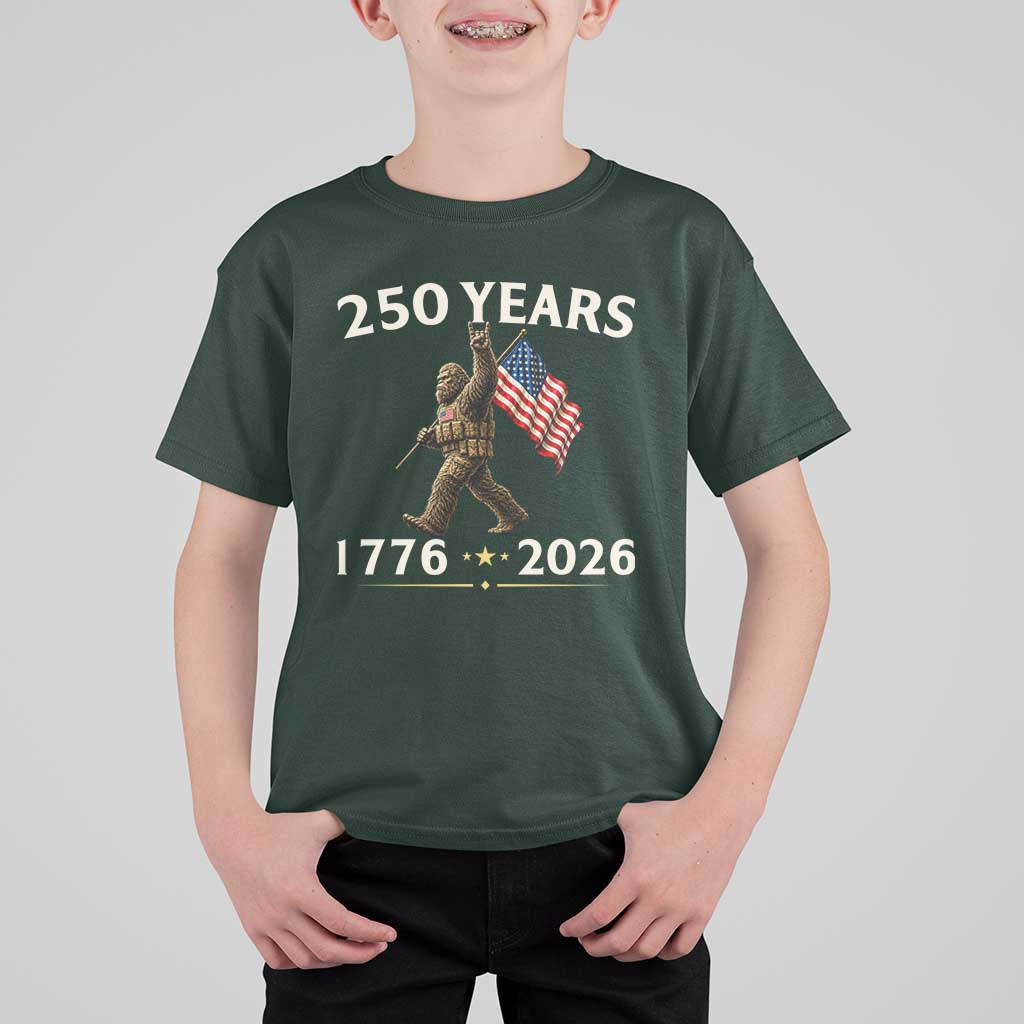 Bigfoot USA 250th Anniversary T Shirt For Kid Sasquatch 250 Years Vintage American Flag Patriotic 4th of July