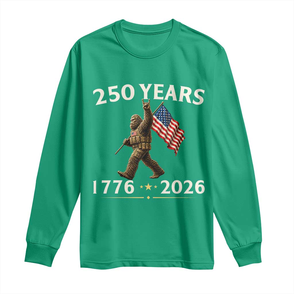 Bigfoot USA 250th Anniversary Long Sleeve Shirt Sasquatch 250 Years Vintage American Flag Patriotic 4th of July