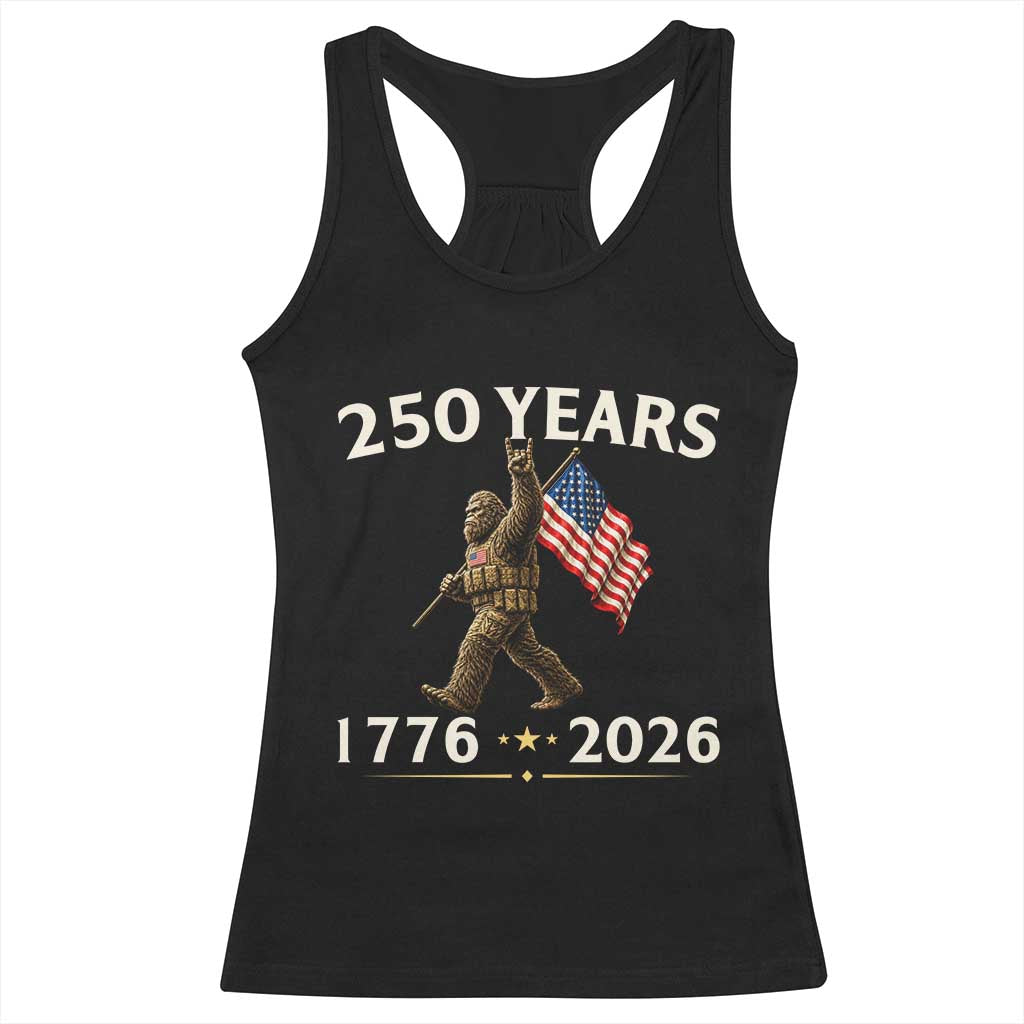Bigfoot USA 250th Anniversary Racerback Tank Top Sasquatch 250 Years Vintage American Flag Patriotic 4th of July