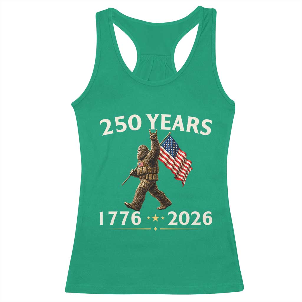 Bigfoot USA 250th Anniversary Racerback Tank Top Sasquatch 250 Years Vintage American Flag Patriotic 4th of July