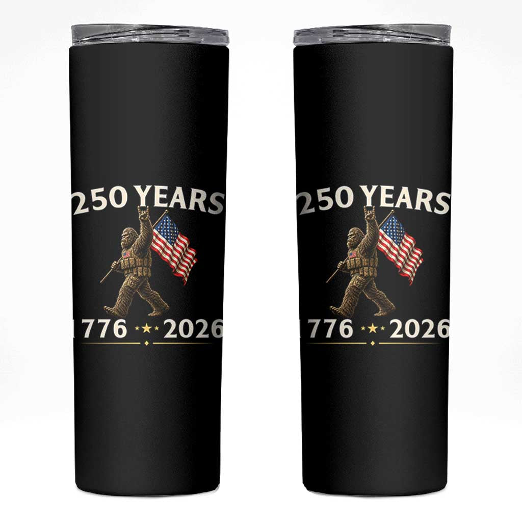 Bigfoot USA 250th Anniversary Skinny Tumbler Sasquatch 250 Years Vintage American Flag Patriotic 4th of July