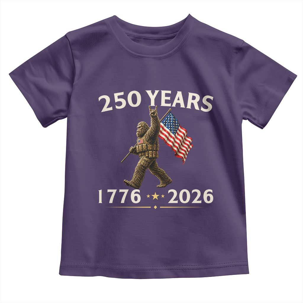 Bigfoot USA 250th Anniversary Toddler T Shirt Sasquatch 250 Years Vintage American Flag Patriotic 4th of July