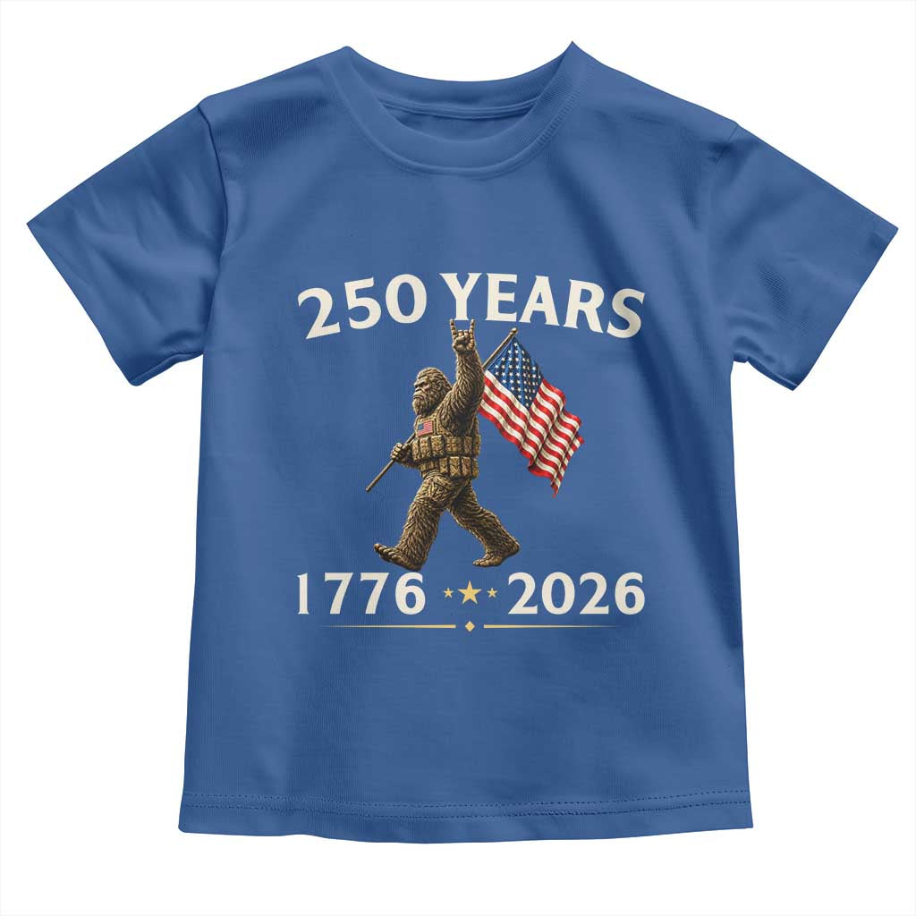 Bigfoot USA 250th Anniversary Toddler T Shirt Sasquatch 250 Years Vintage American Flag Patriotic 4th of July