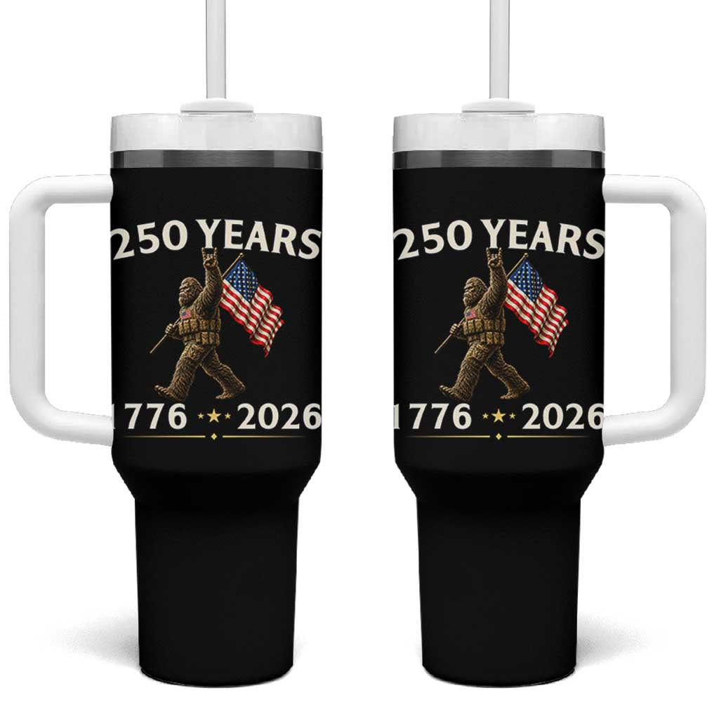 Bigfoot USA 250th Anniversary Tumbler With Handle Sasquatch 250 Years Vintage American Flag Patriotic 4th of July