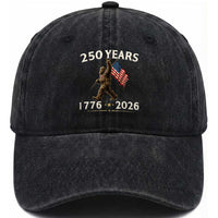 Bigfoot USA 250th Anniversary Washed Cotton Baseball Cap Sasquatch 250 Years Vintage American Flag Patriotic 4th of July