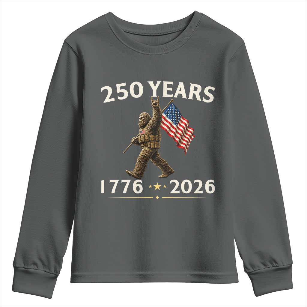 Bigfoot USA 250th Anniversary Youth Sweatshirt Sasquatch 250 Years Vintage American Flag Patriotic 4th of July