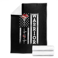 Cool Heart Surgery Warrior Throw Blanket Coronary Bypass Artery Open Heart Surgery Heartbeat American Flag