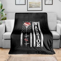 Cool Heart Surgery Warrior Throw Blanket Coronary Bypass Artery Open Heart Surgery Heartbeat American Flag