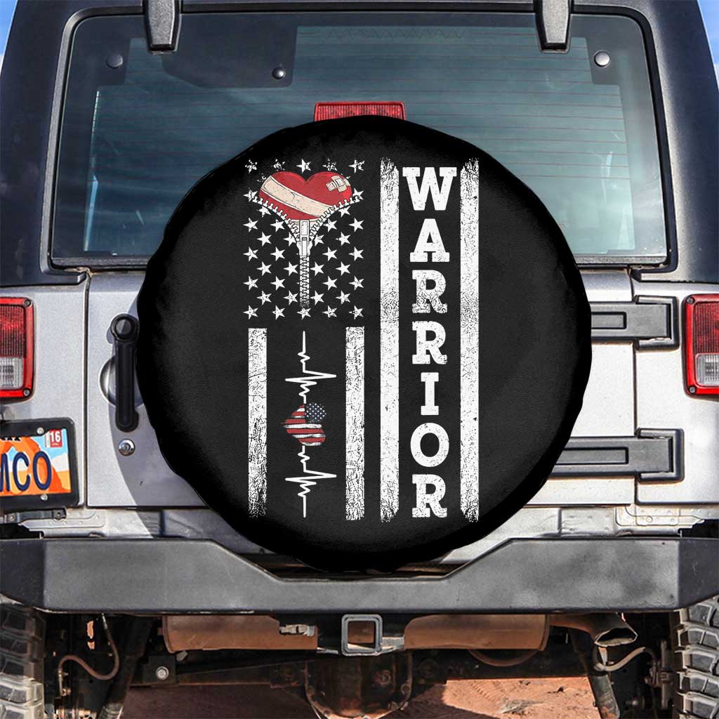 Cool Heart Surgery Warrior Spare Tire Cover Coronary Bypass Artery Open Heart Surgery Heartbeat American Flag