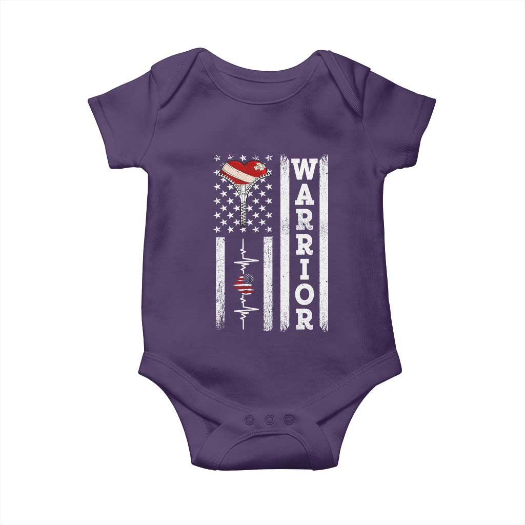Cool Heart Surgery Warrior Baby Onesie Coronary Bypass Artery Open Heart Surgery Heartbeat American Flag