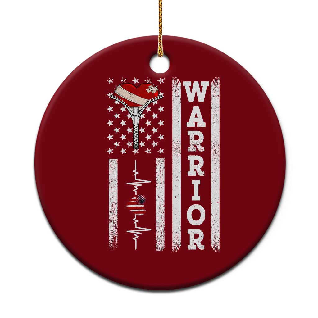 Cool Heart Surgery Warrior Ceramic Ornament Coronary Bypass Artery Open Heart Surgery Heartbeat American Flag