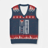 Cool Heart Surgery Warrior V-Neck Knit Sweater Vest Coronary Bypass Artery Open Heart Surgery Heartbeat American Flag