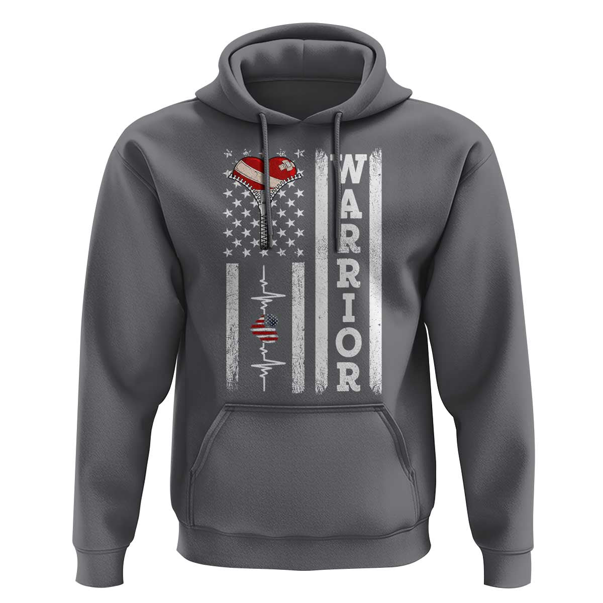 Cool Heart Surgery Warrior Hoodie Coronary Bypass Artery Open Heart Surgery Heartbeat American Flag