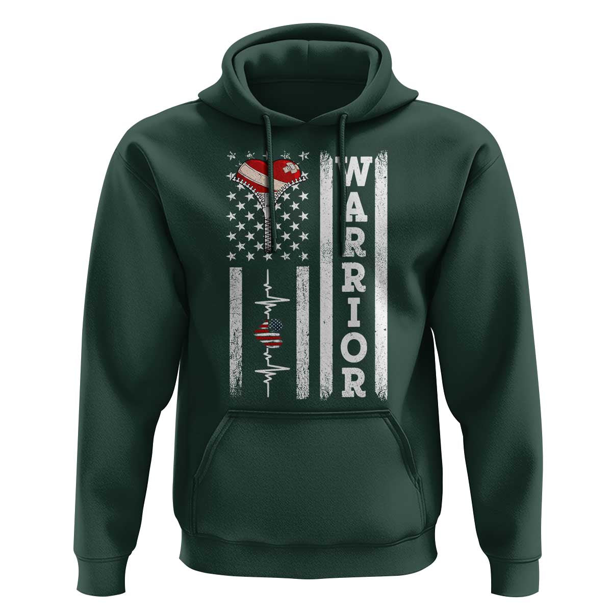 Cool Heart Surgery Warrior Hoodie Coronary Bypass Artery Open Heart Surgery Heartbeat American Flag