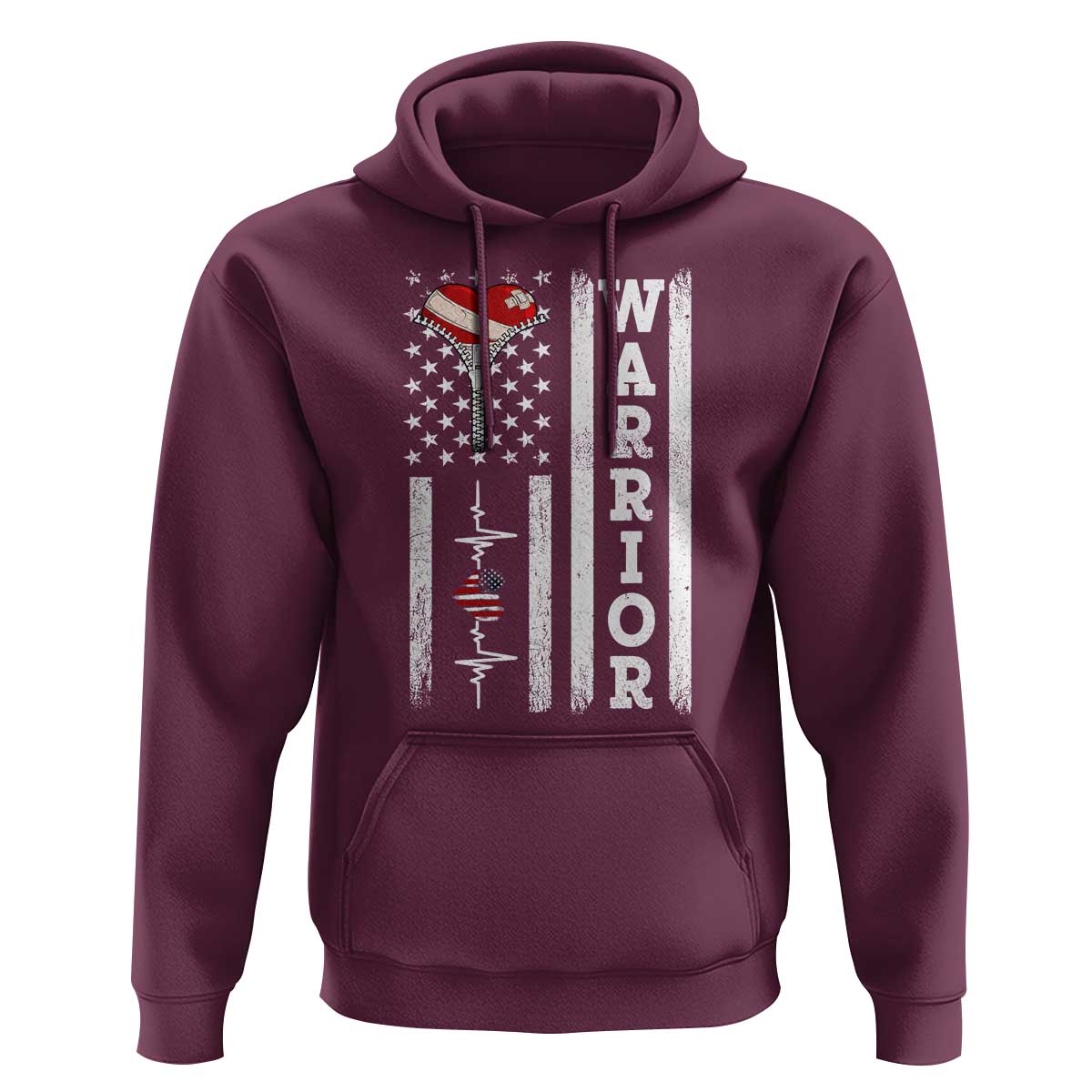 Cool Heart Surgery Warrior Hoodie Coronary Bypass Artery Open Heart Surgery Heartbeat American Flag