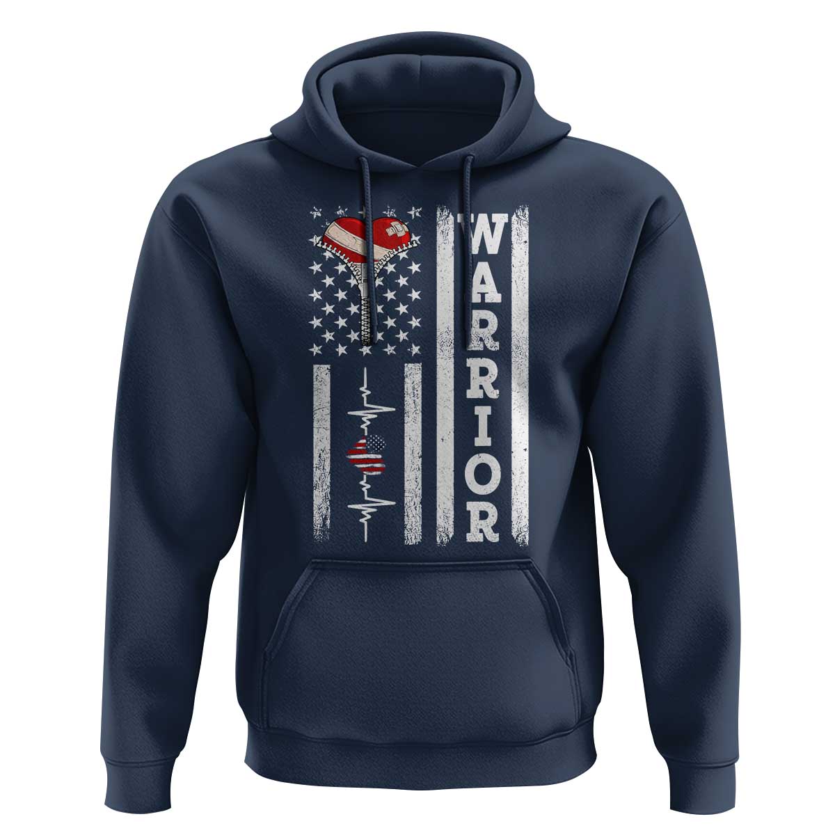 Cool Heart Surgery Warrior Hoodie Coronary Bypass Artery Open Heart Surgery Heartbeat American Flag
