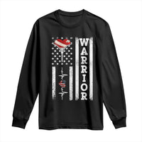 Cool Heart Surgery Warrior Long Sleeve Shirt Coronary Bypass Artery Open Heart Surgery Heartbeat American Flag