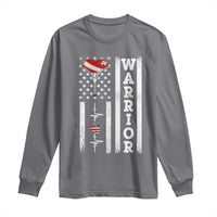 Cool Heart Surgery Warrior Long Sleeve Shirt Coronary Bypass Artery Open Heart Surgery Heartbeat American Flag