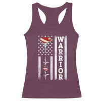 Cool Heart Surgery Warrior Racerback Tank Top Coronary Bypass Artery Open Heart Surgery Heartbeat American Flag