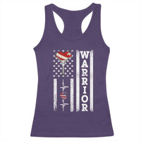 Cool Heart Surgery Warrior Racerback Tank Top Coronary Bypass Artery Open Heart Surgery Heartbeat American Flag