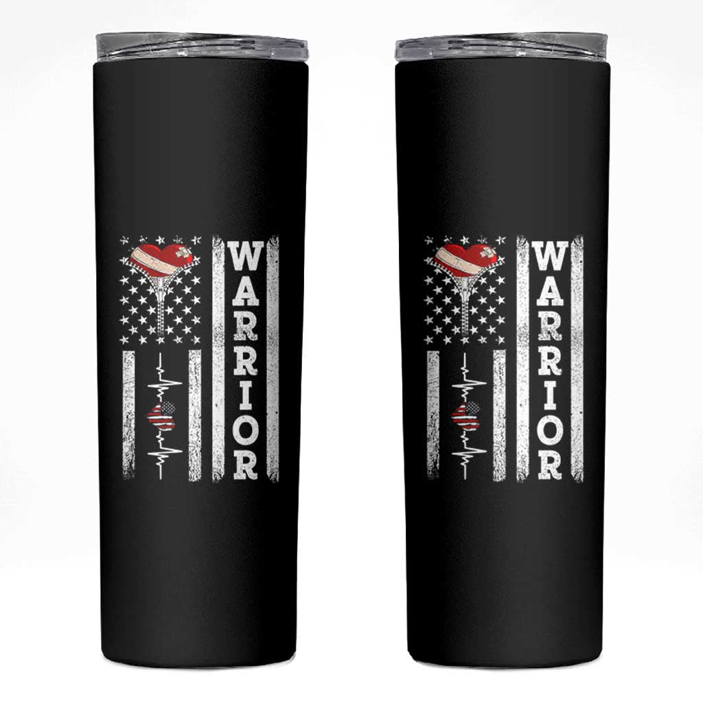 Cool Heart Surgery Warrior Skinny Tumbler Coronary Bypass Artery Open Heart Surgery Heartbeat American Flag