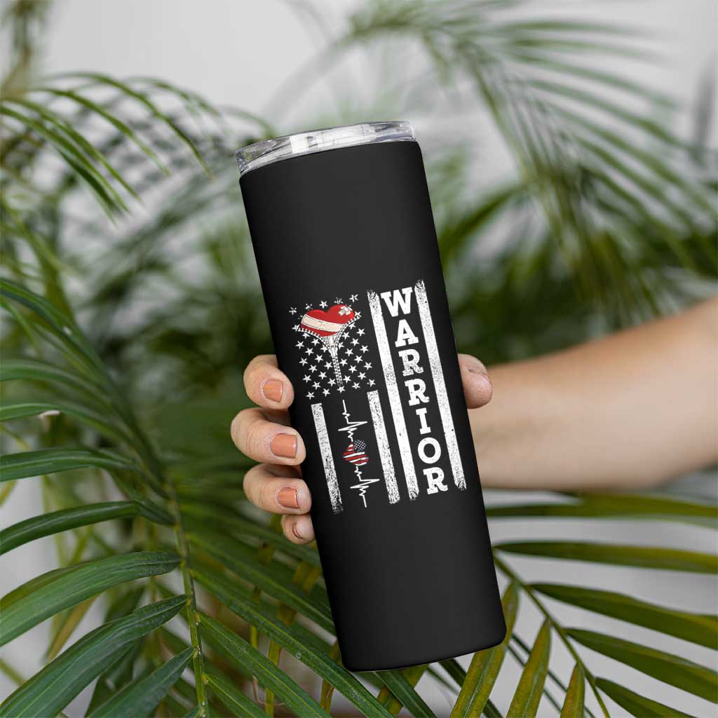 Cool Heart Surgery Warrior Skinny Tumbler Coronary Bypass Artery Open Heart Surgery Heartbeat American Flag