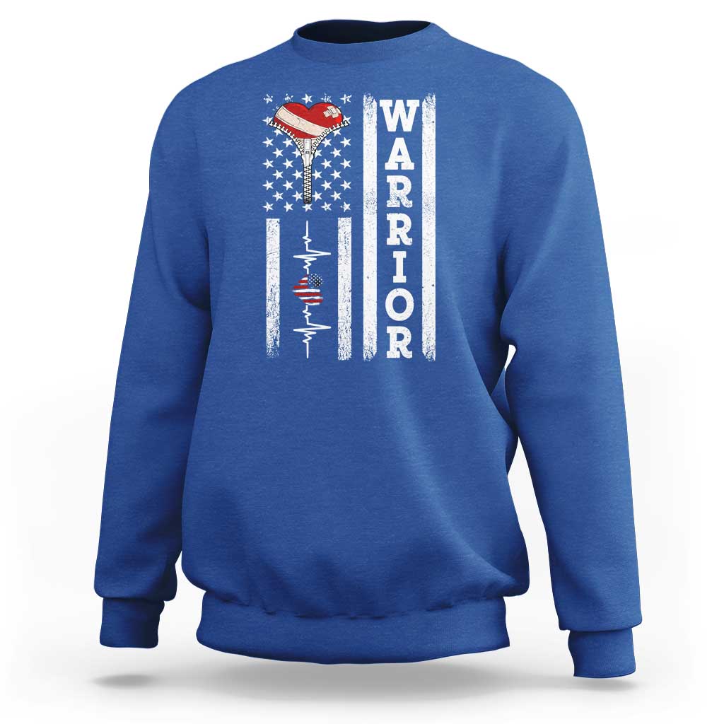 Cool Heart Surgery Warrior Sweatshirt Coronary Bypass Artery Open Heart Surgery Heartbeat American Flag