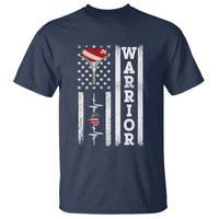 Cool Heart Surgery Warrior T Shirt Coronary Bypass Artery Open Heart Surgery Heartbeat American Flag