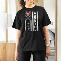 Cool Heart Surgery Warrior T Shirt For Women Coronary Bypass Artery Open Heart Surgery Heartbeat American Flag