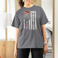 Cool Heart Surgery Warrior T Shirt For Women Coronary Bypass Artery Open Heart Surgery Heartbeat American Flag