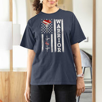 Cool Heart Surgery Warrior T Shirt For Women Coronary Bypass Artery Open Heart Surgery Heartbeat American Flag