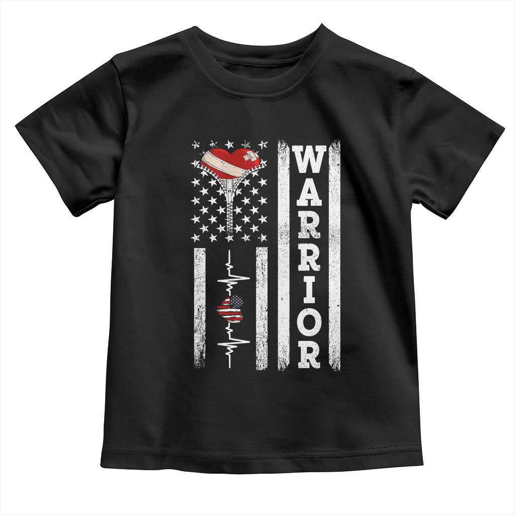 Cool Heart Surgery Warrior Toddler T Shirt Coronary Bypass Artery Open Heart Surgery Heartbeat American Flag