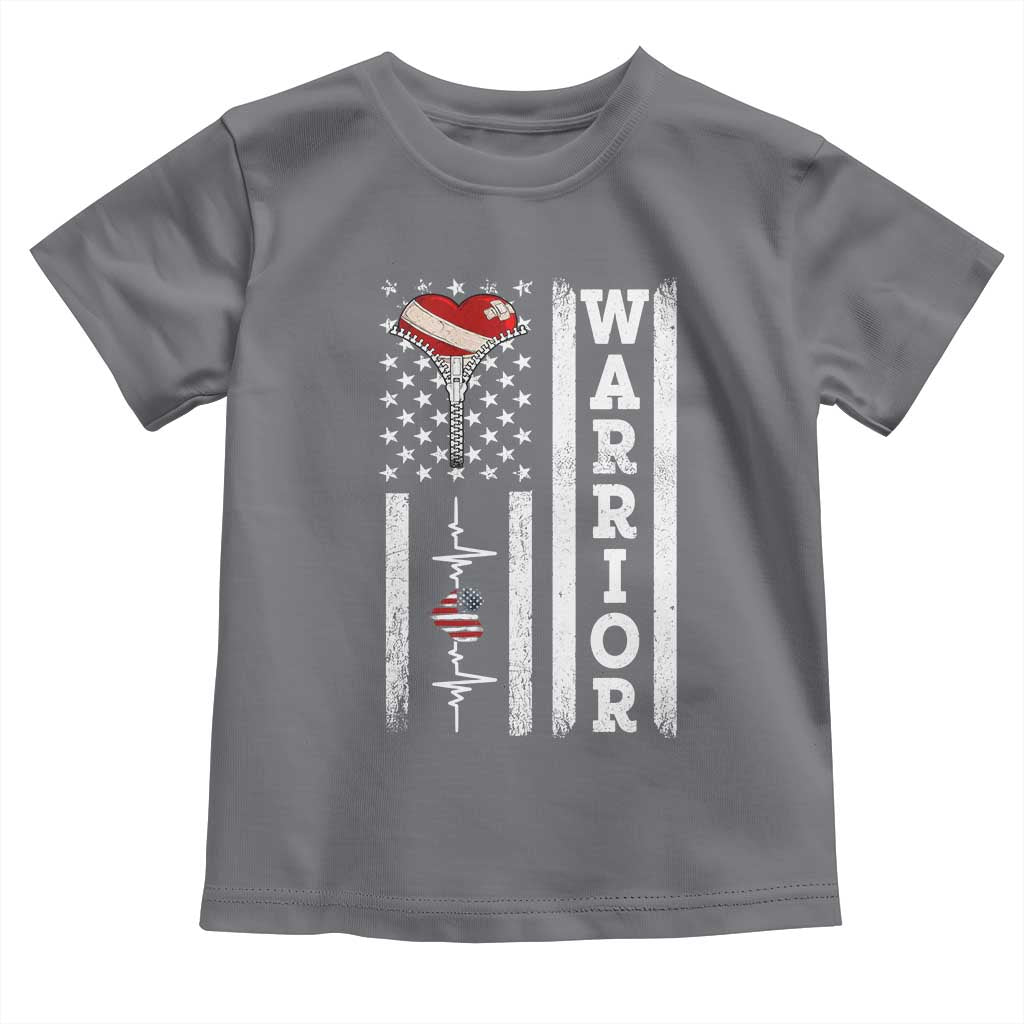 Cool Heart Surgery Warrior Toddler T Shirt Coronary Bypass Artery Open Heart Surgery Heartbeat American Flag