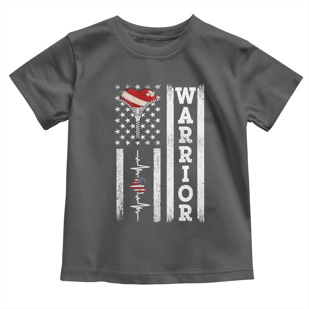 Cool Heart Surgery Warrior Toddler T Shirt Coronary Bypass Artery Open Heart Surgery Heartbeat American Flag