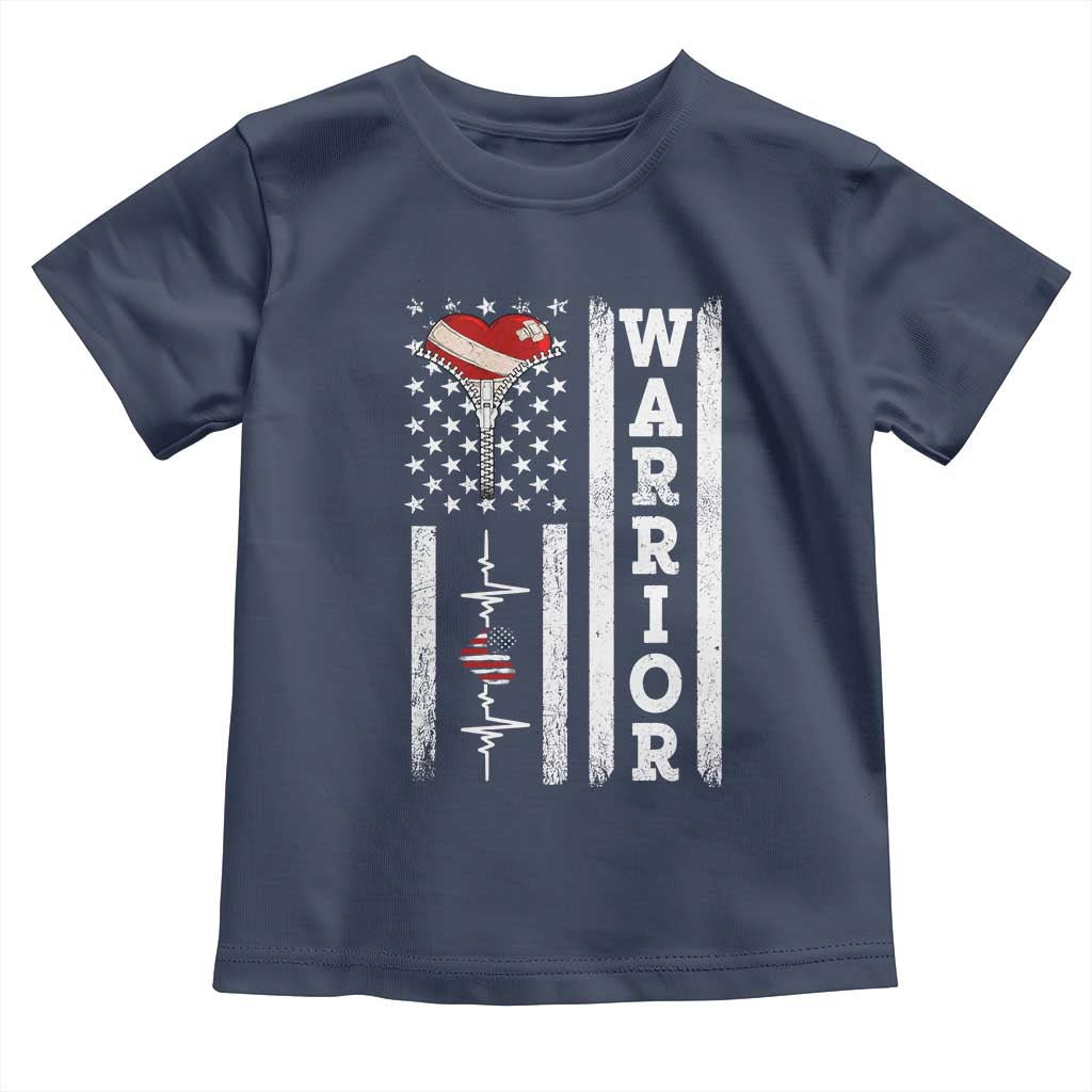Cool Heart Surgery Warrior Toddler T Shirt Coronary Bypass Artery Open Heart Surgery Heartbeat American Flag