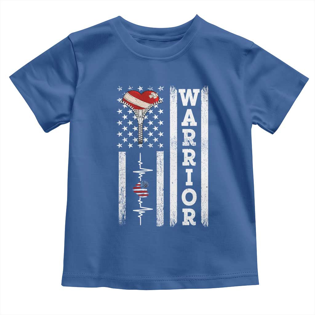 Cool Heart Surgery Warrior Toddler T Shirt Coronary Bypass Artery Open Heart Surgery Heartbeat American Flag