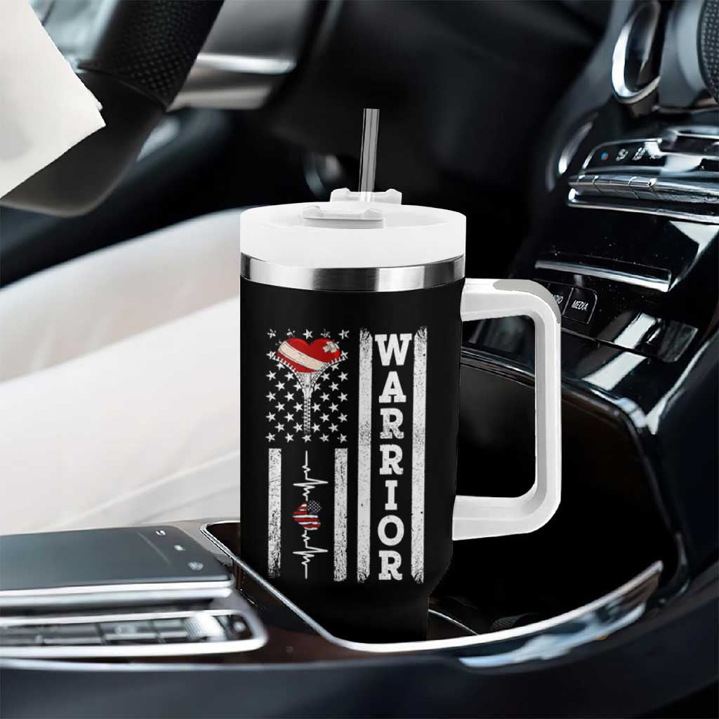 Cool Heart Surgery Warrior Tumbler With Handle Coronary Bypass Artery Open Heart Surgery Heartbeat American Flag
