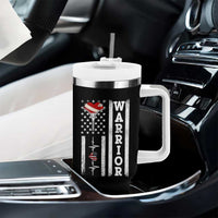 Cool Heart Surgery Warrior Tumbler With Handle Coronary Bypass Artery Open Heart Surgery Heartbeat American Flag