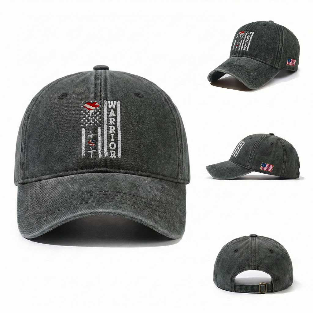 Cool Heart Surgery Warrior Washed Cotton Baseball Cap Coronary Bypass Artery Open Heart Surgery Heartbeat American Flag