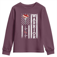 Cool Heart Surgery Warrior Youth Sweatshirt Coronary Bypass Artery Open Heart Surgery Heartbeat American Flag