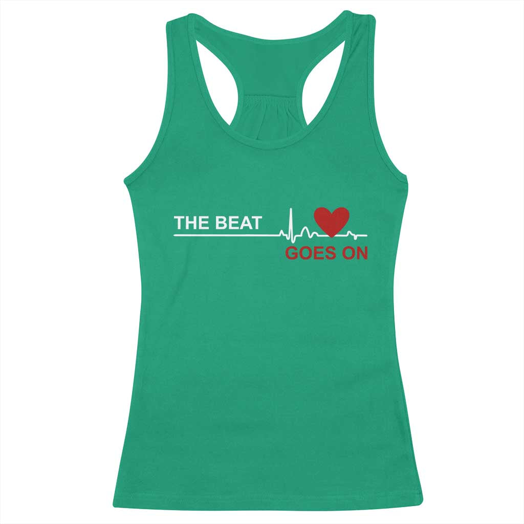 Cool Heart Surgery Survivor Racerback Tank Top Heart Attack Surgery The Beat Goes On Rehab Recover