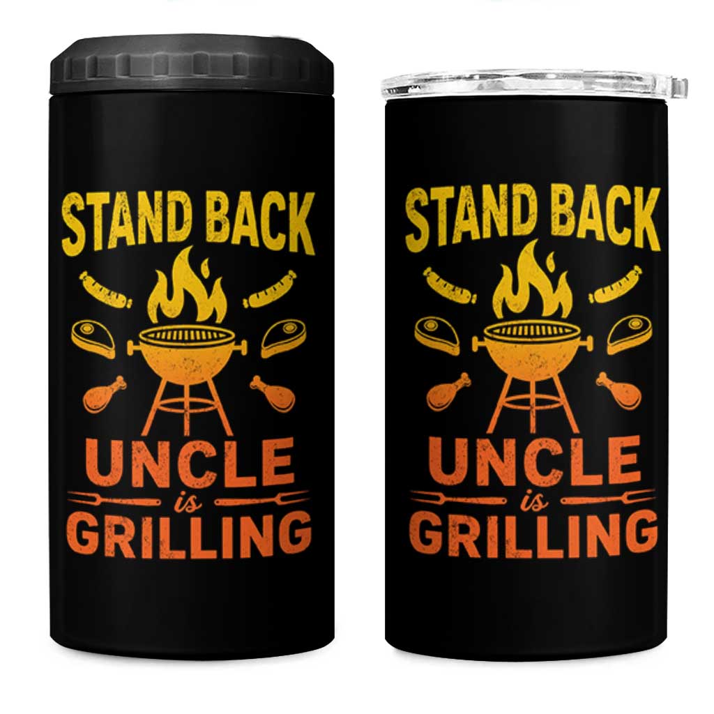 Stand Back Uncle Is Grilling 4 in 1 Can Cooler Tumbler Funny Fathers Day BBQ