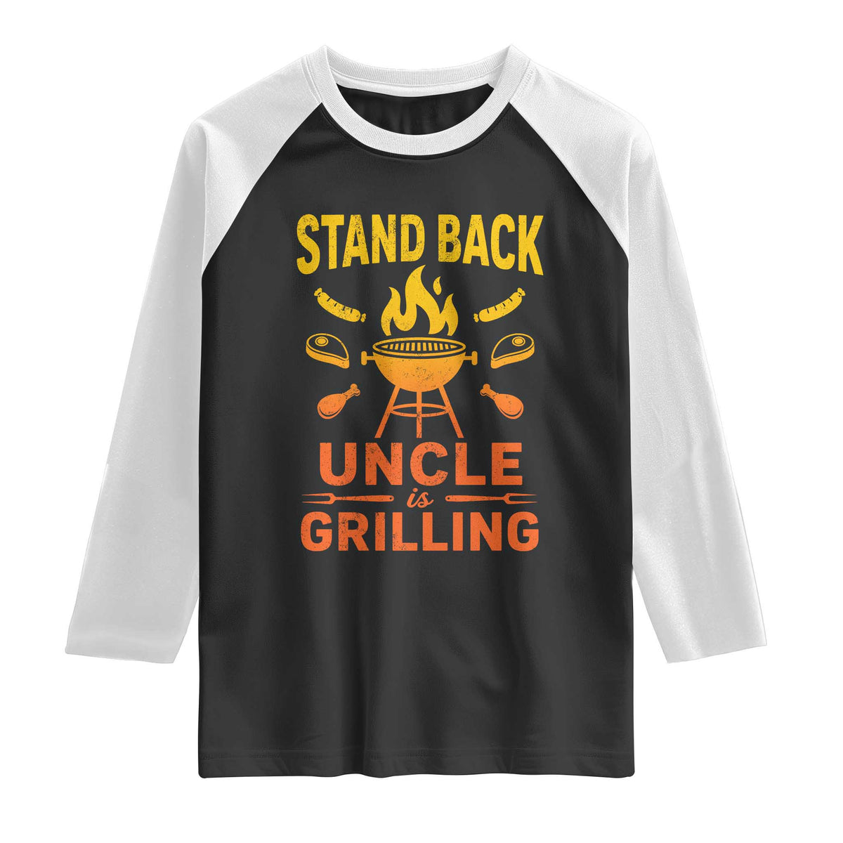 Stand Back Uncle Is Grilling Raglan Shirt Funny Fathers Day BBQ