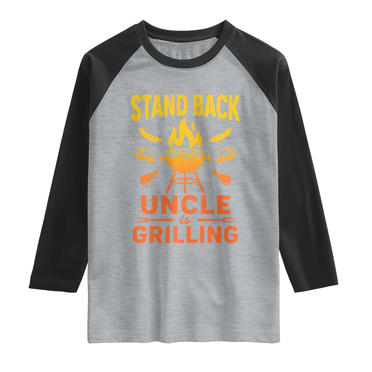Stand Back Uncle Is Grilling Raglan Shirt Funny Fathers Day BBQ