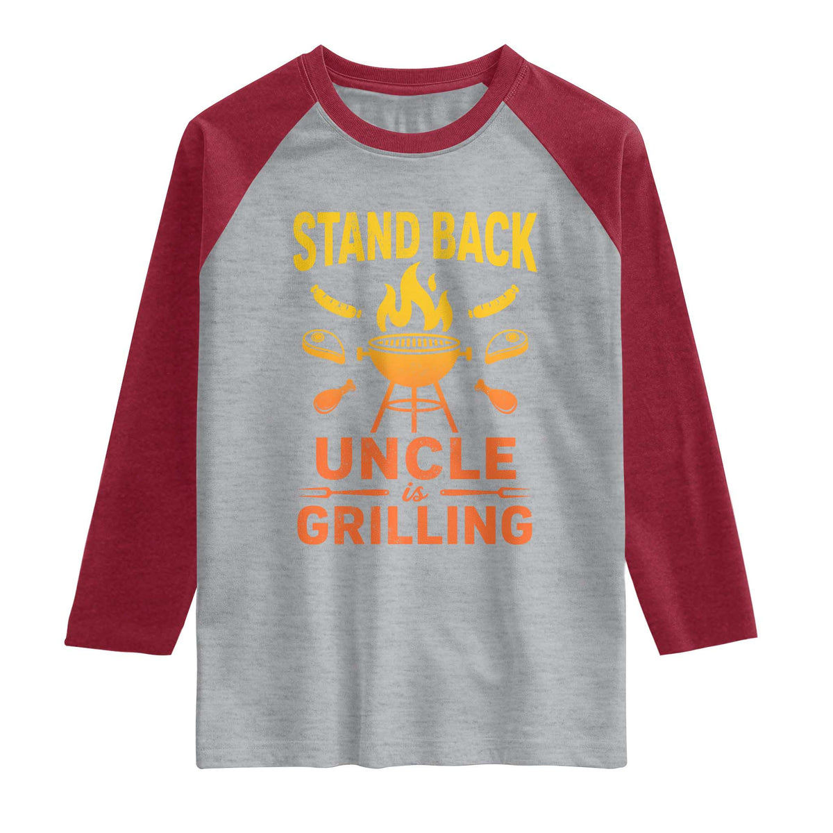 Stand Back Uncle Is Grilling Raglan Shirt Funny Fathers Day BBQ