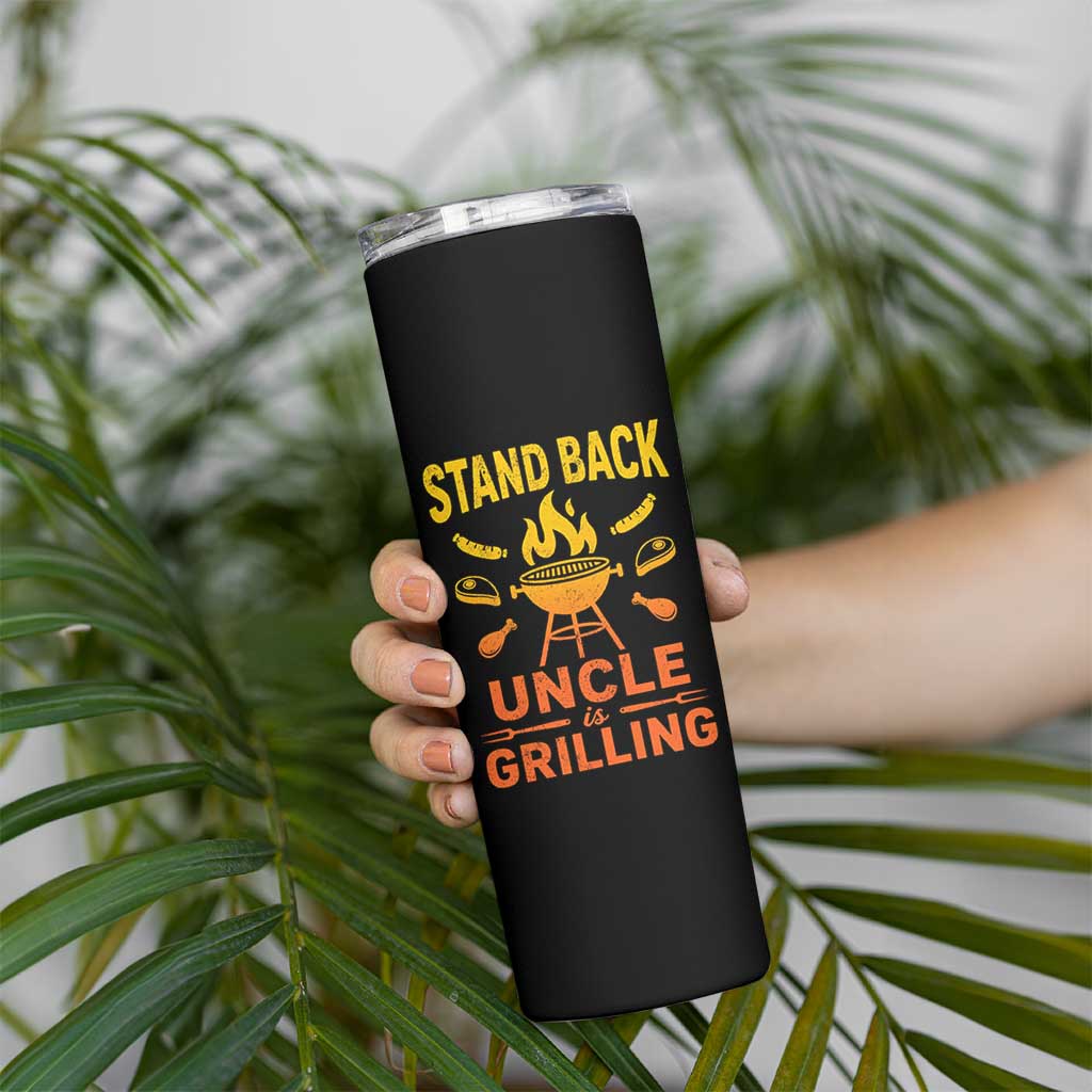 Stand Back Uncle Is Grilling Skinny Tumbler Funny Fathers Day BBQ