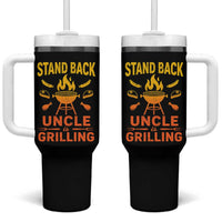 Stand Back Uncle Is Grilling Tumbler With Handle Funny Fathers Day BBQ