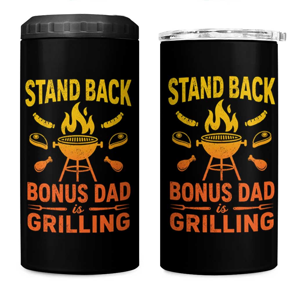 Funny Grilling Bonus Dad 4 in 1 Can Cooler Tumbler BBQ Stepdad Grill Masters Sarcastic