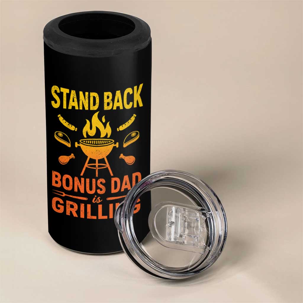 Funny Grilling Bonus Dad 4 in 1 Can Cooler Tumbler BBQ Stepdad Grill Masters Sarcastic