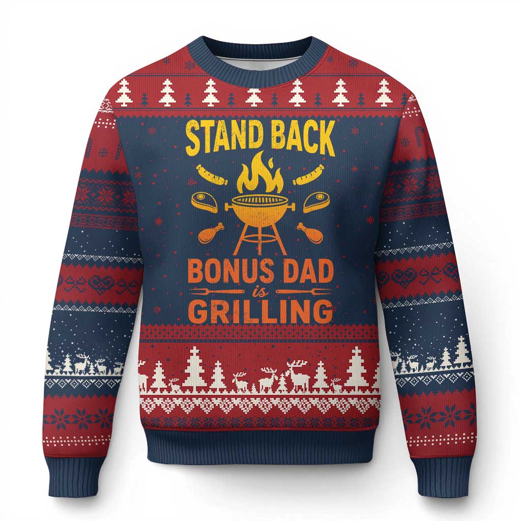 Funny Grilling Bonus Dad Ugly Christmas Sweater BBQ Stepdad Grill Masters Sarcastic